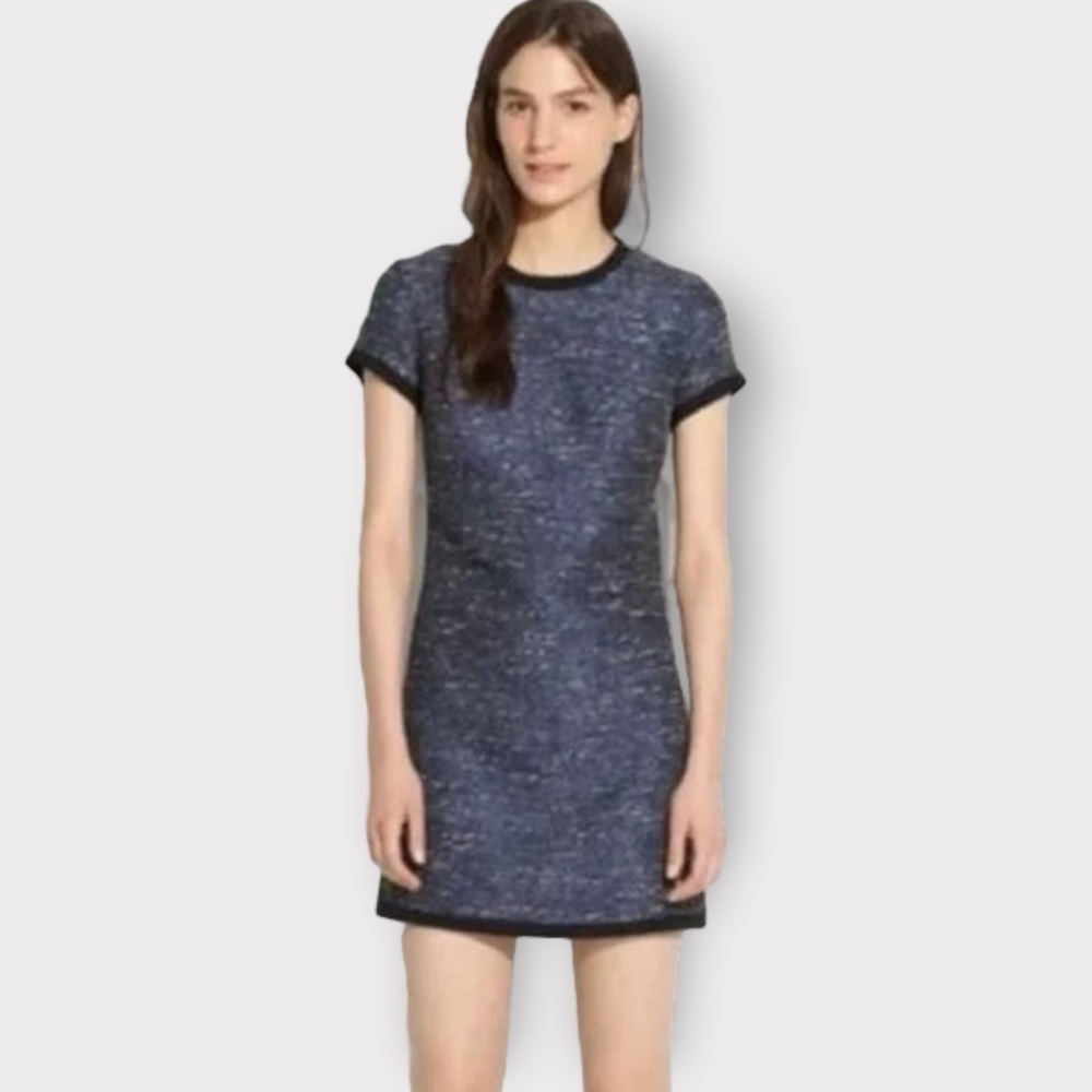 Madewell Shimmerweave Tee Dress Blue Black 2